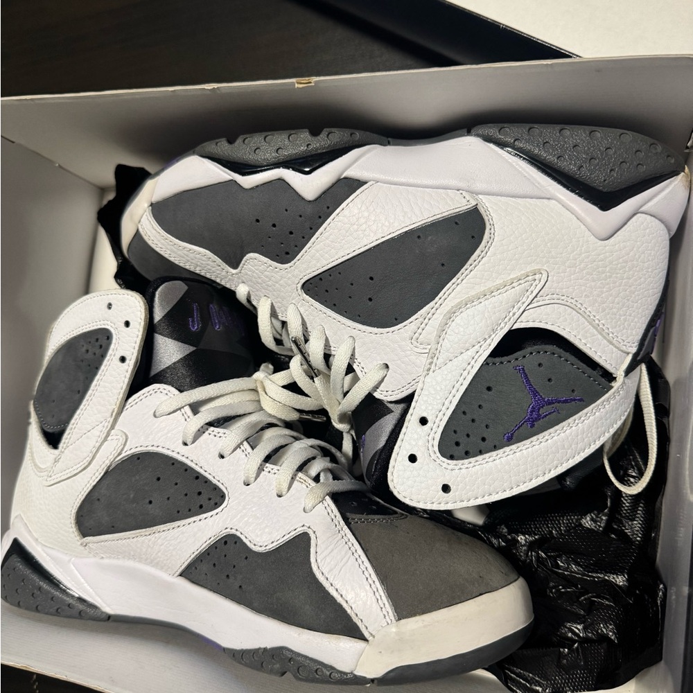 Jordan Sneakers White and Gray with Purple Accents